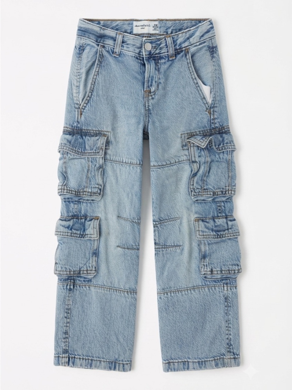 abercrombie kids Light Wash Baggy Cargo Jeans - Size 5/6 Regular